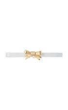 Rodarte White Skinny Patent Leather Waist Belt With Small Gold Bow Ornament