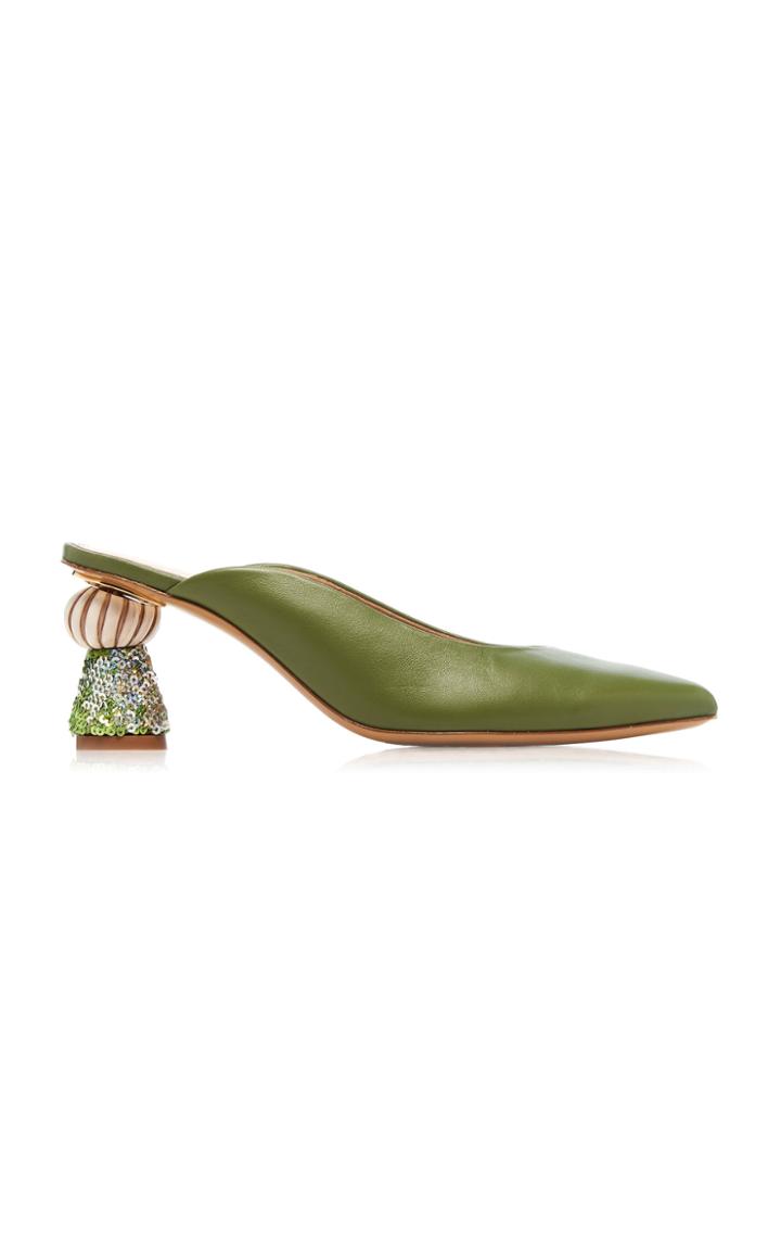 Jacquemus Maceio Embellished-heel Leather Mules