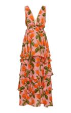 Borgo De Nor Flavia Floral-print Hammered-satin Maxi Dress