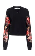 Off-white C/o Virgil Abloh Flower Cotton Crop Crewneck