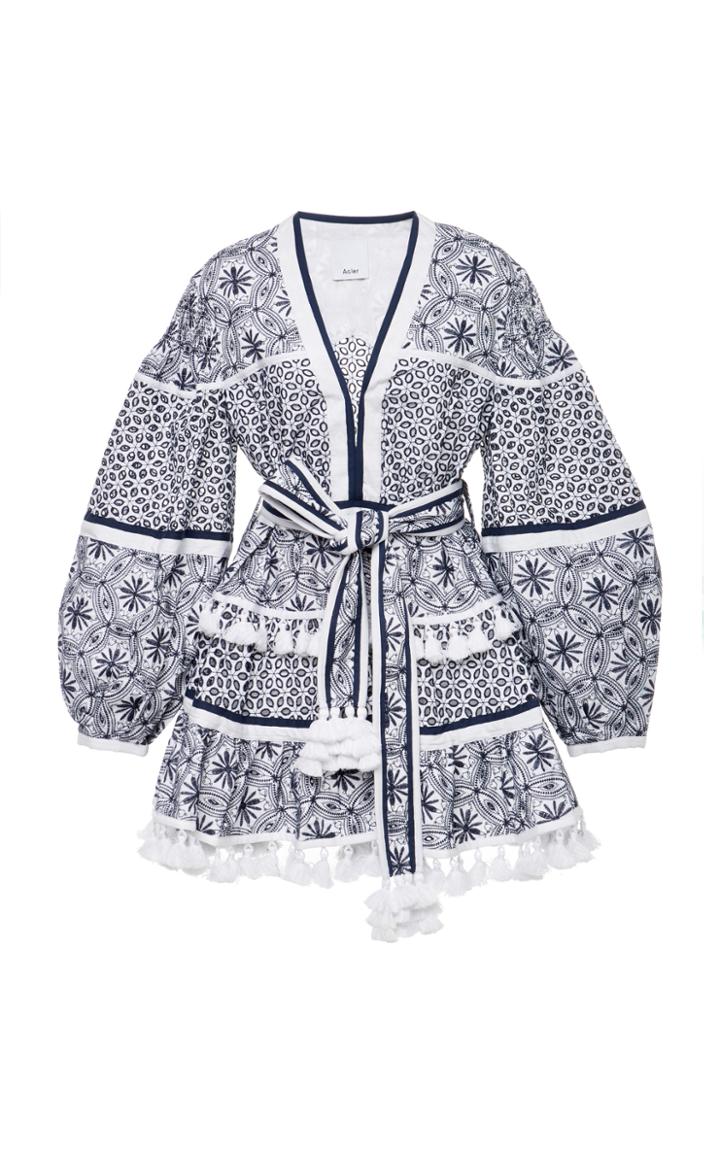 Acler Broderie Tassel Mini Printed Dress