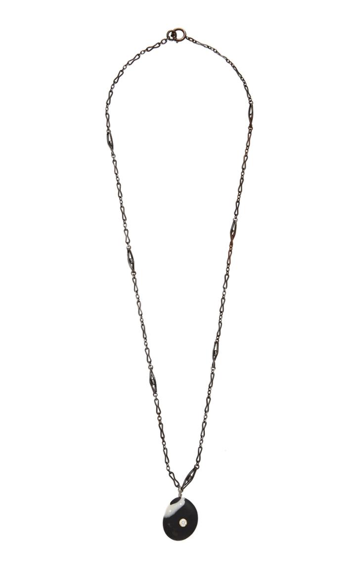 Cvc Stones Tipsy Pendant On Antique Gunmetal Chain Necklace