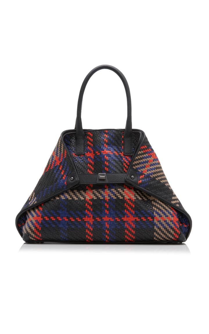 Akris Ai Small Woven Leather Top Handle Bag