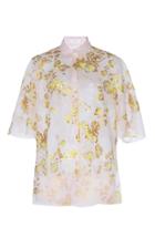 Delpozo Floral Embroidered Tulle Short Sleeve Top