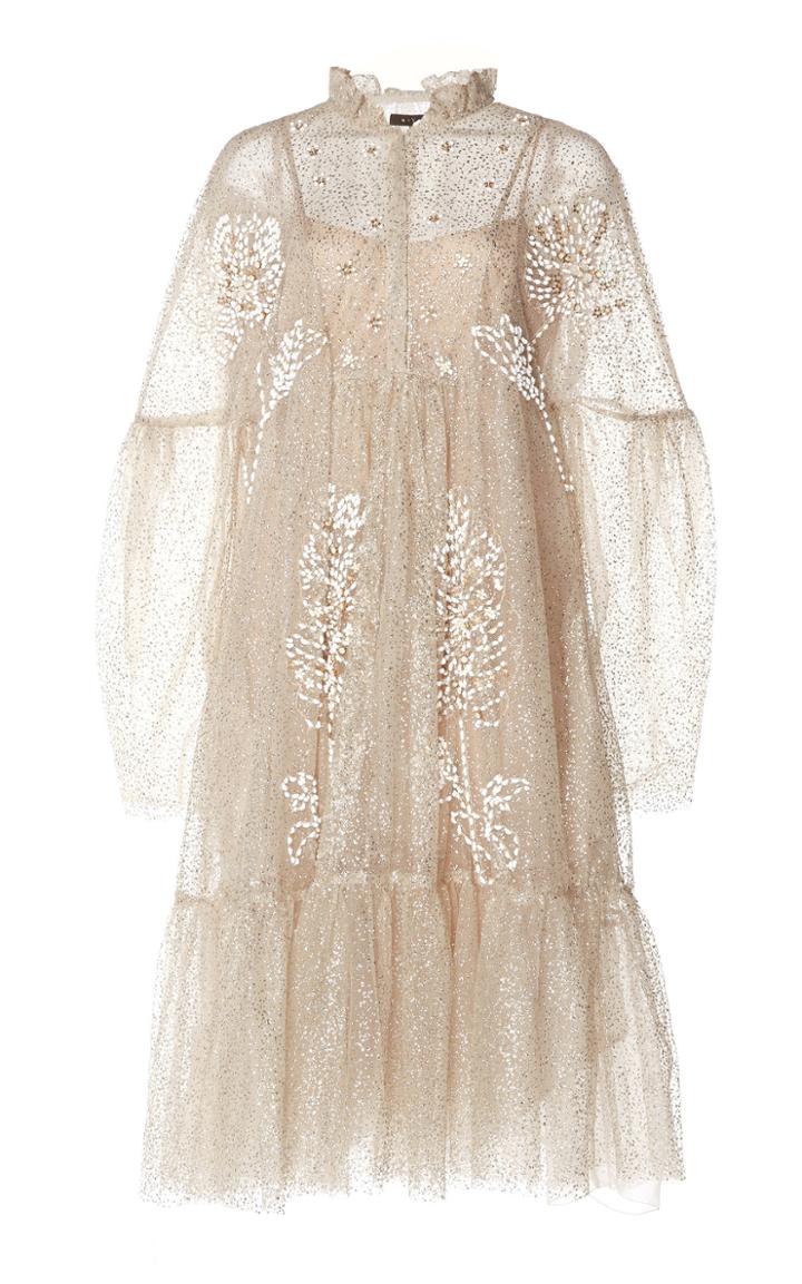 Biyan Arikha Peasant Silk Blend Midi Dress
