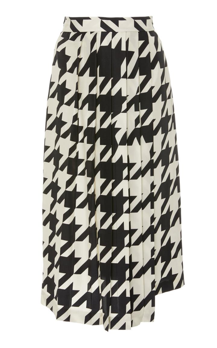 Daniele Carlotta Houndstooth Asymmetrical Midi Skirt