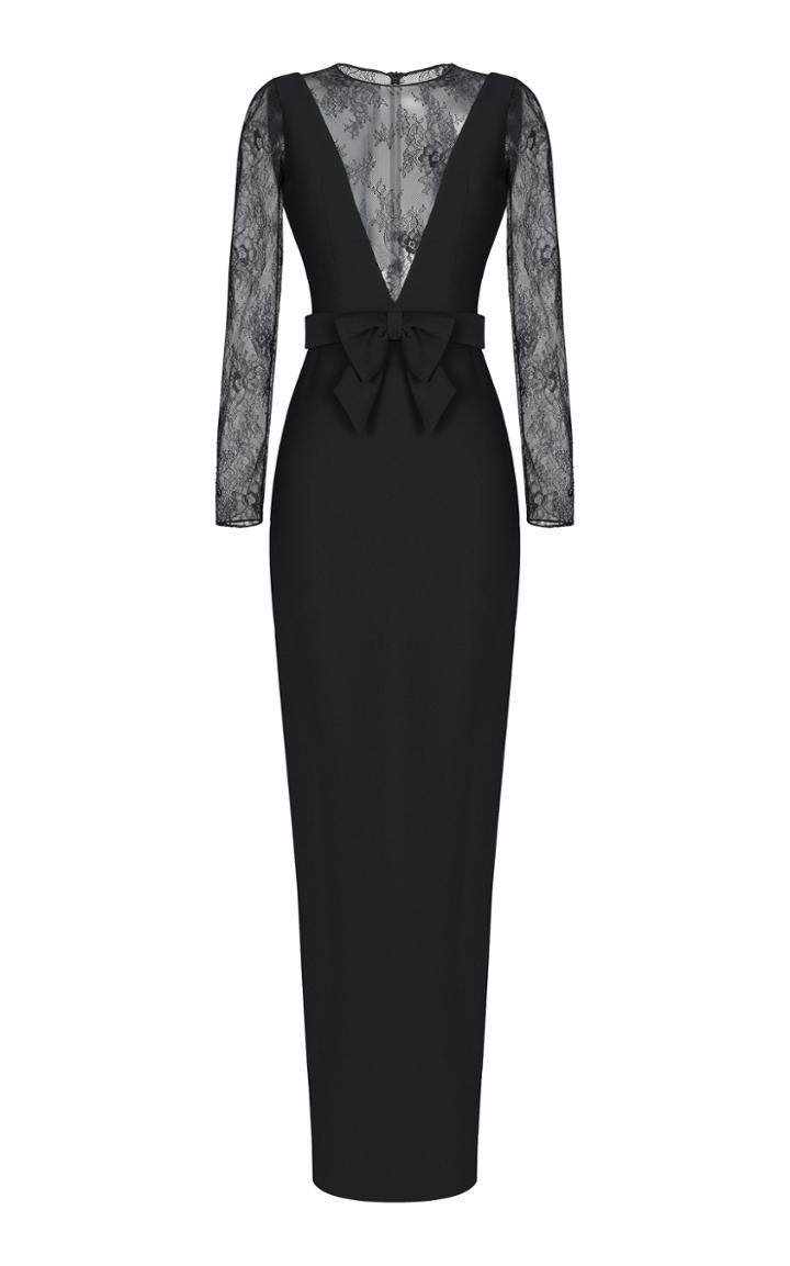 Rasario Illusion Lace Paneled Gown