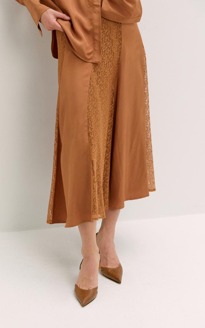 Moda Operandi By Malene Birger Stelma Lace-trimmed Viscose Midi Skirt