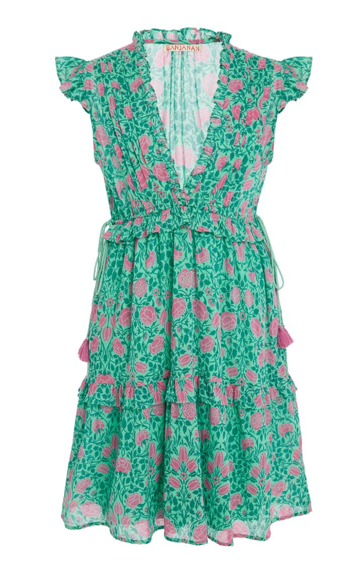 Banjanan Chandra Tiered Floral Cotton-voile Mini Dress