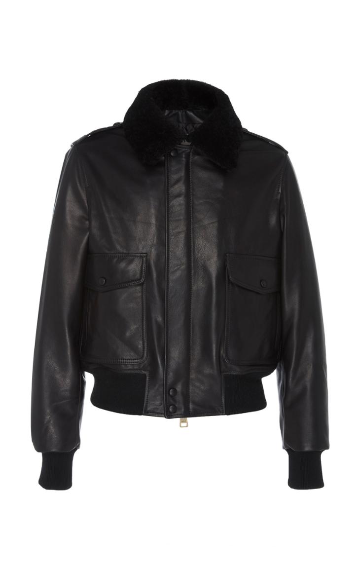 Ami Zipped Jacket With Amovible Shearling Collar