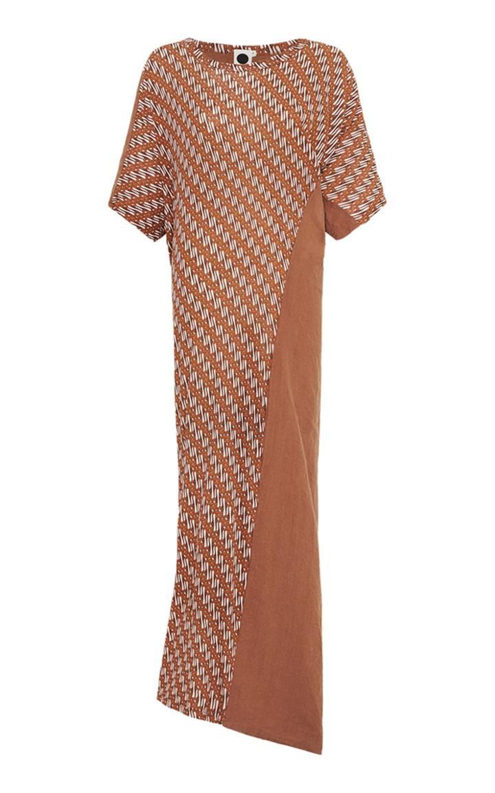 Moda Operandi Bassike Spliced Linen And Printed Cotton Jersey Maxi Dress