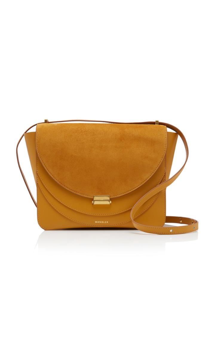 Wandler Luna Paneled Suede And Leather Shoulder Bag