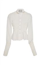 Alexis Capizzi Smocked Collared Crepe Top
