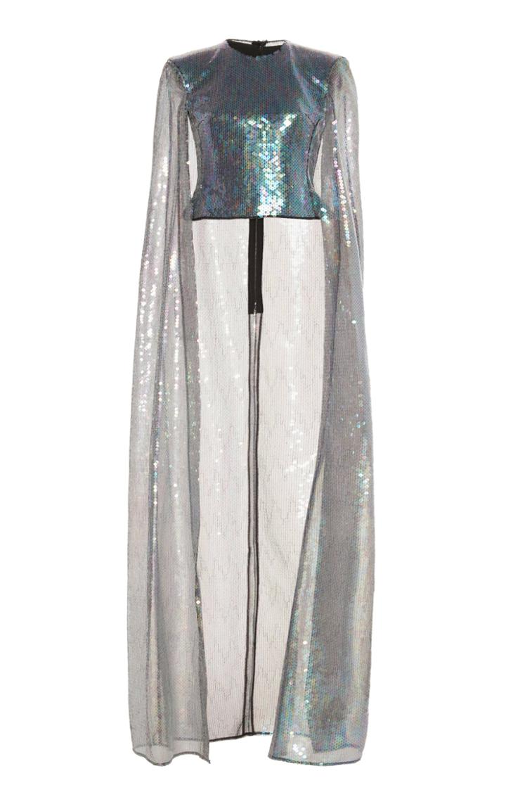 David Koma Draped Cape-effect Sequined Top