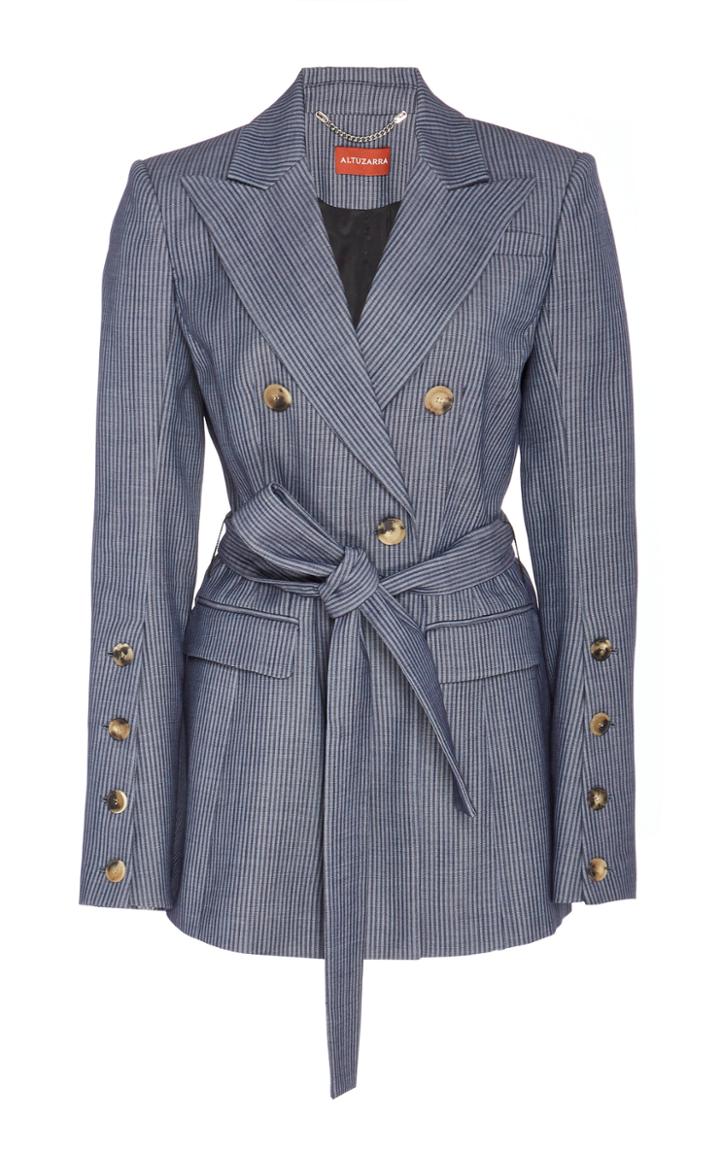 Altuzarra Olivisi Belted Pinstripe Blazer