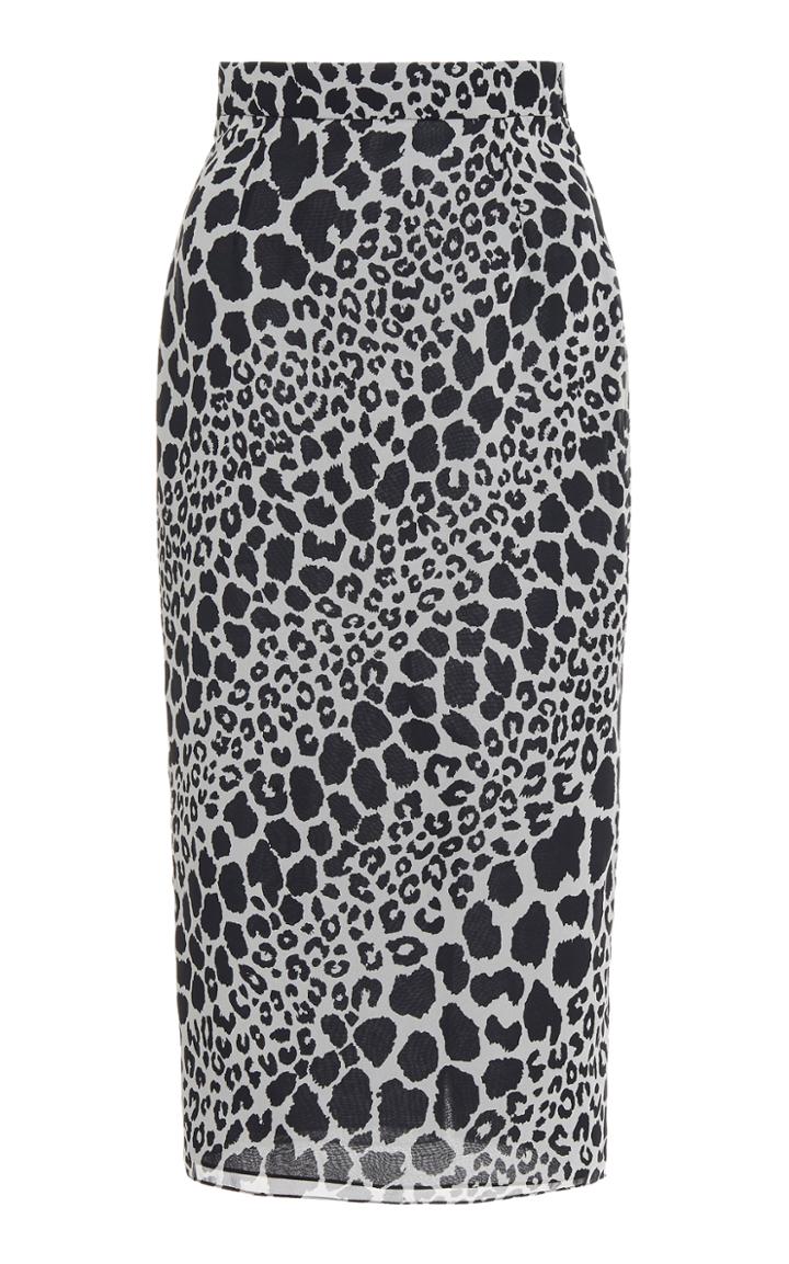 Moda Operandi Alessandra Rich Leo Print Silk Midi Skirt