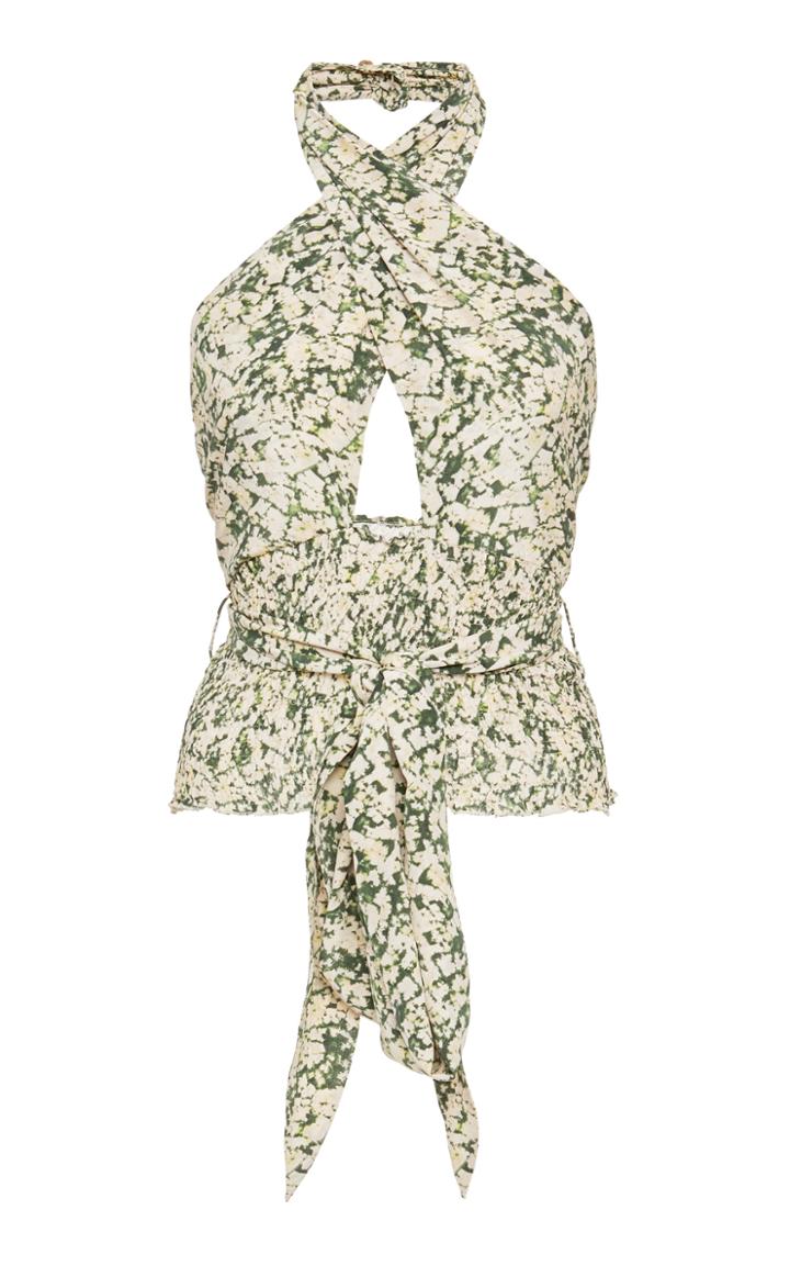 Nanushka Kara Printed Silk Halterneck Top