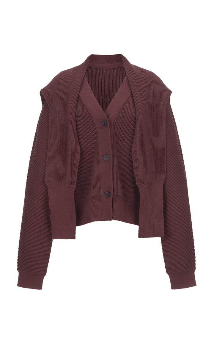 Moda Operandi Le17 Septembre Layered Ribbed-knit Cotton Cardigan