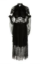 Jonathan Simkhai Chiffon Lace Long Sleeve Ruffle Dress