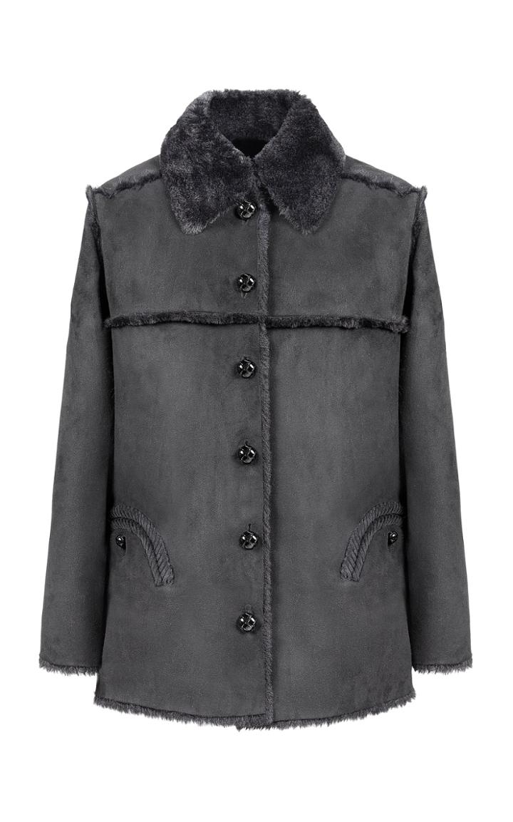 Moda Operandi Blaz Milano Diabolik Berber Fur-trimmed Faux Suede Jacket