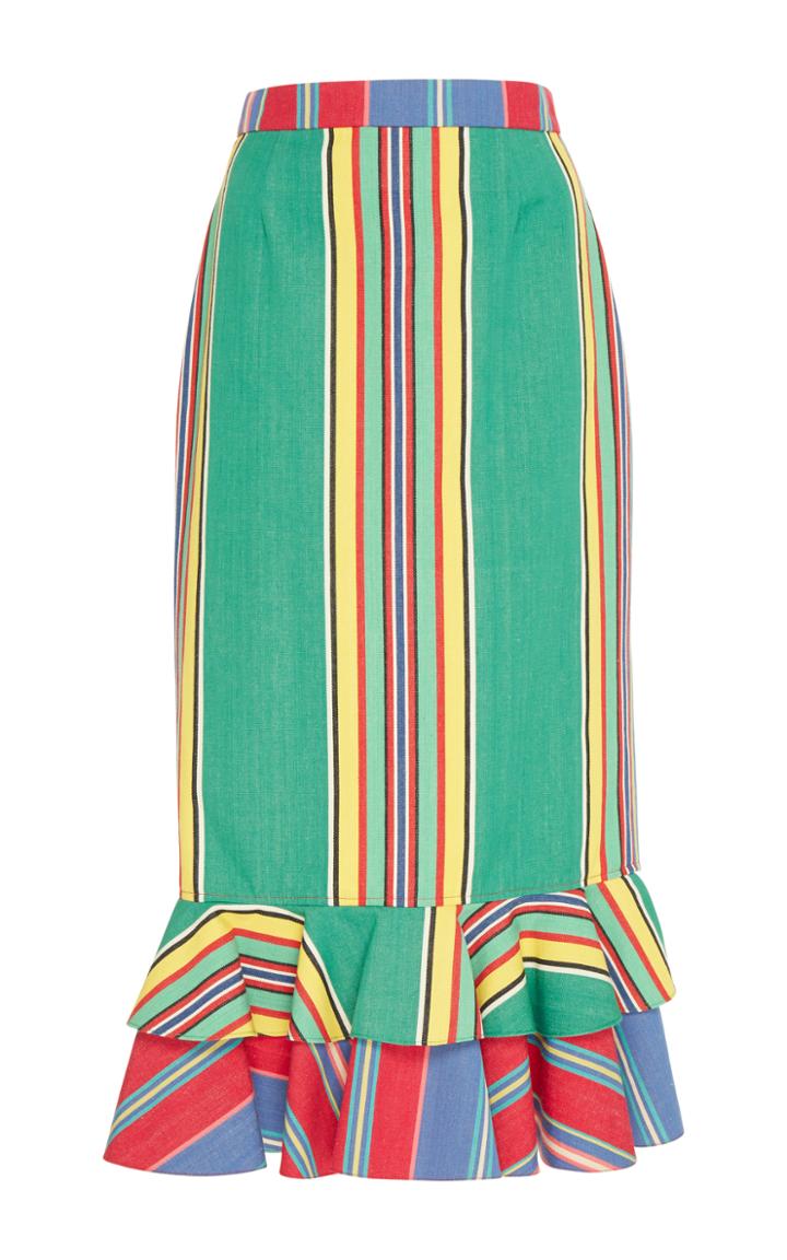 Tata Naka Striped Pencil Skirt With Frilly Hem