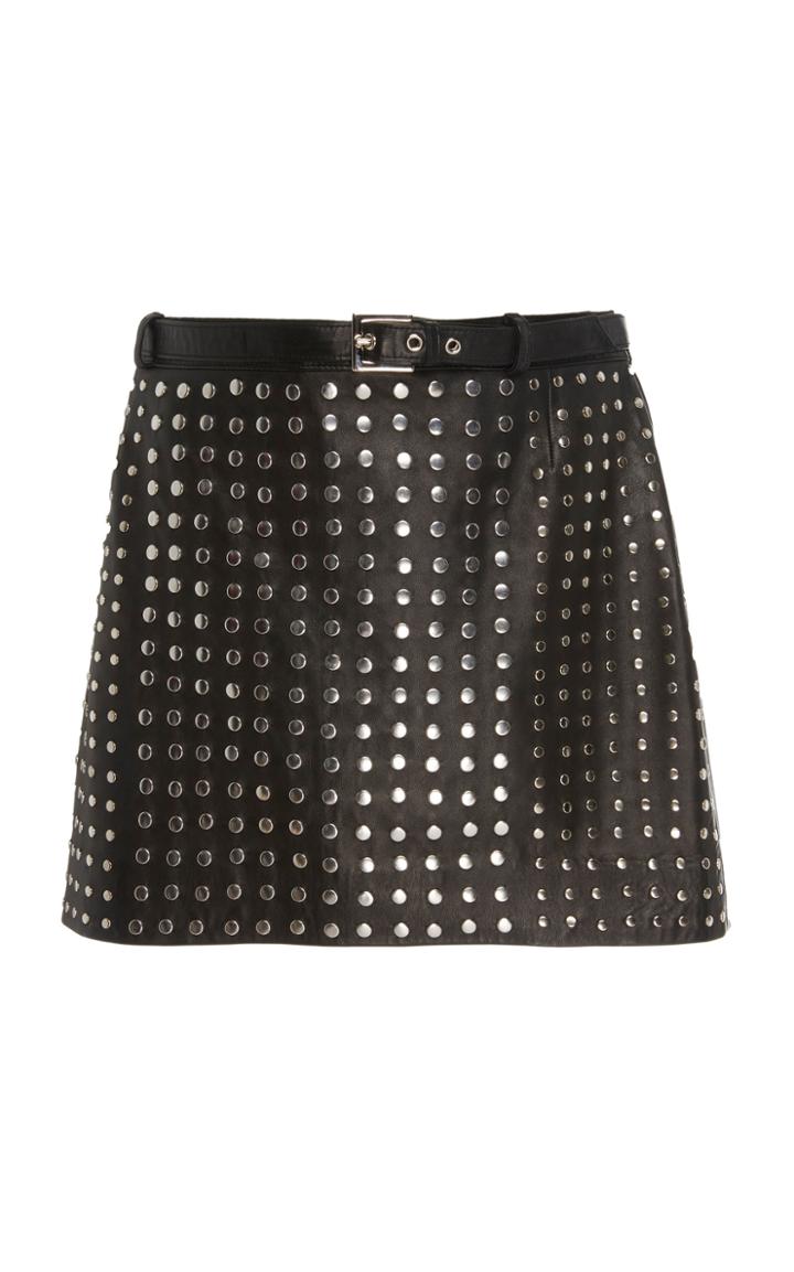 Nour Hammour Bonnie Studded Leather Skirt