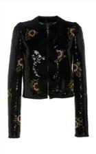 Giambattista Valli Sequin Embellished Moto Jacket With Floral Appliques