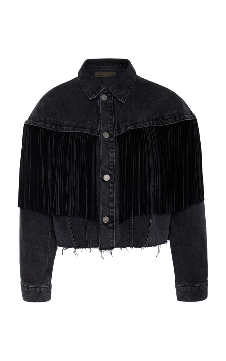 Grlfrnd Denim Freya Fringed Denim Jacket