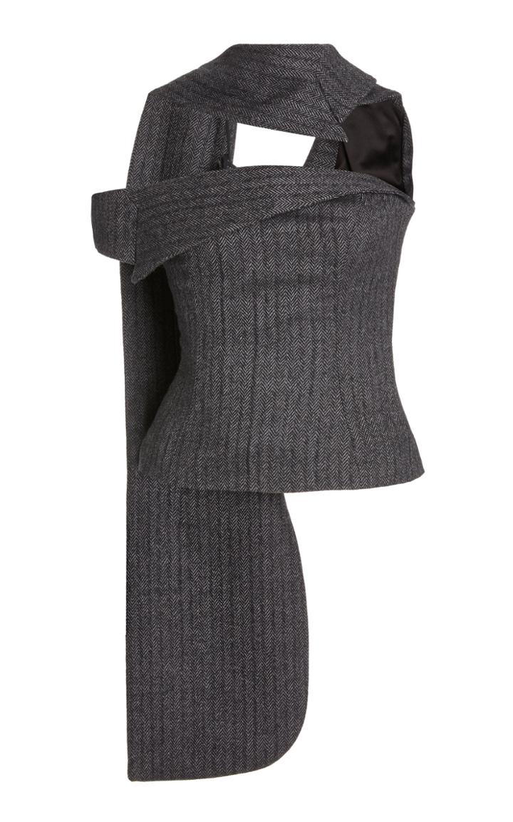 Moda Operandi Monse Herringbone Swing Back Wool-blend Jacket Top