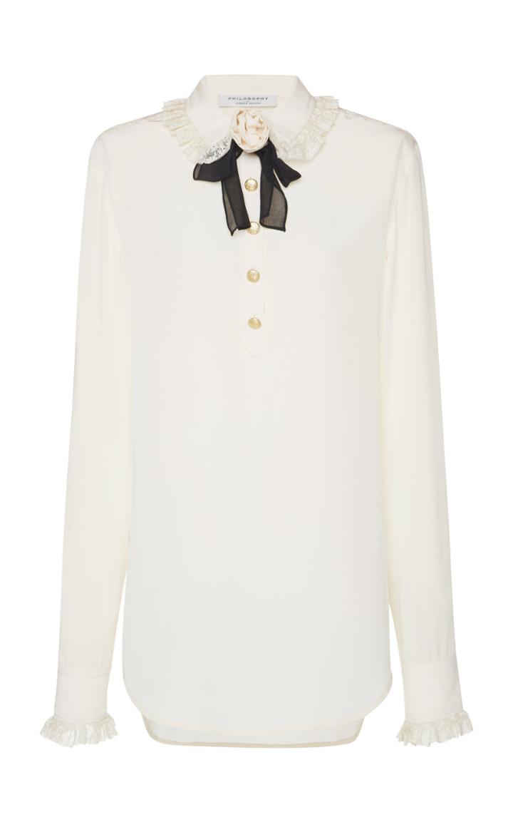 Philosophy Di Lorenzo Serafini Crepe De Chine Ruffle Blouse