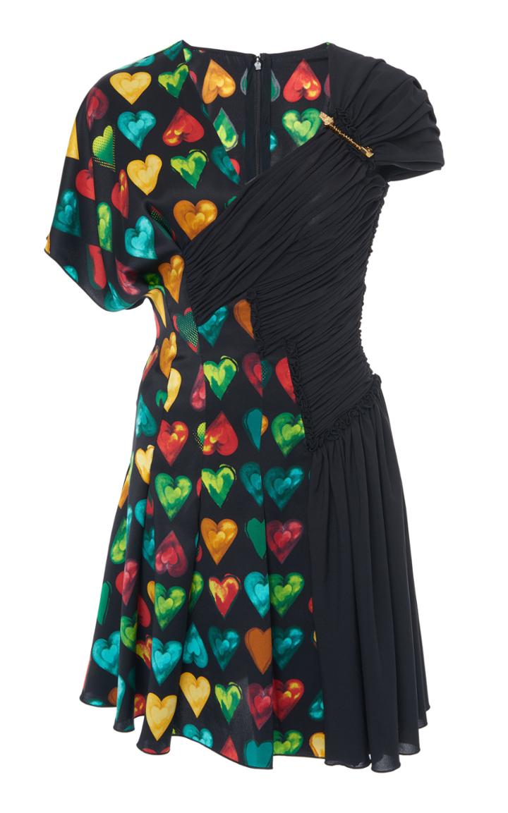 Versace Contrast Printed Silk Mini Dress