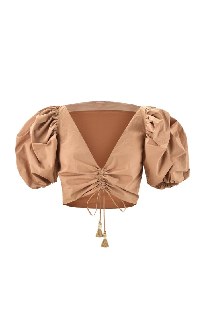 Moda Operandi Johanna Ortiz Sunset Hunting Ruched Cotton Crop Top