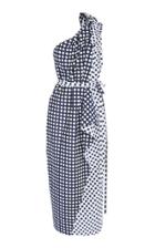 Carolina Herrera One Shoulder Ruffle Midi Dress