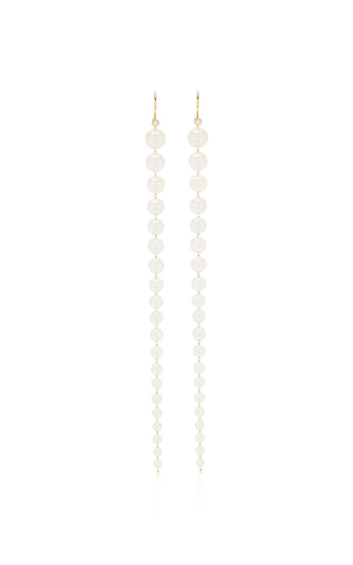 Moda Operandi Mizuki Graduated Akoya Pearl & Diamond Earrings