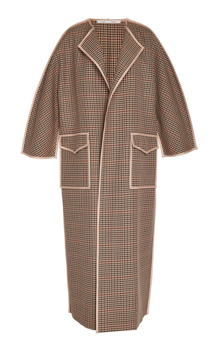 Bouguessa Wool Blend Check Print Coat