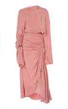 Mugler Asymmetric Ruched Silk Dress