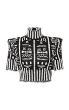 Balmain Hieroglyph Cropped Boucl Top