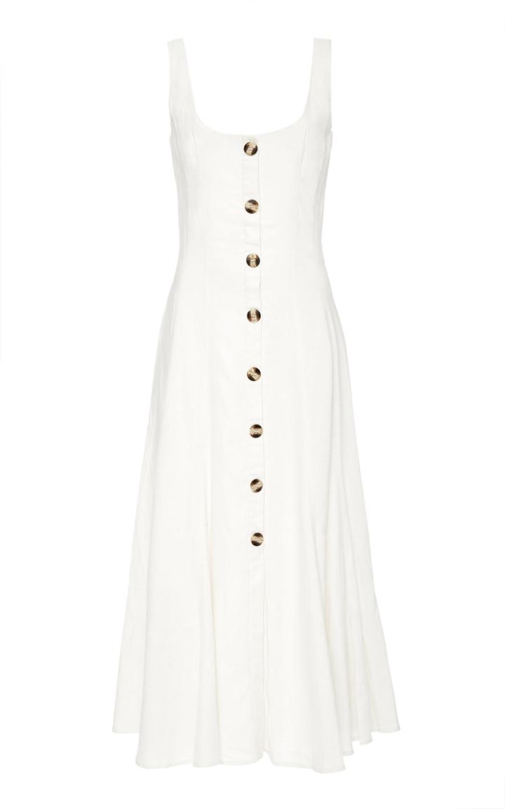 Moda Operandi Andres Otalora Baru Buttoned Linen Midi Dress Size: 2