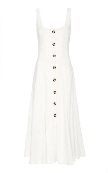 Moda Operandi Andres Otalora Baru Buttoned Linen Midi Dress Size: 2