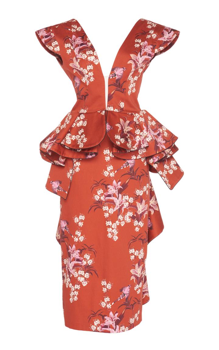 Johanna Ortiz Florearse Ruffled Floral-print Silk-satin Midi Dress