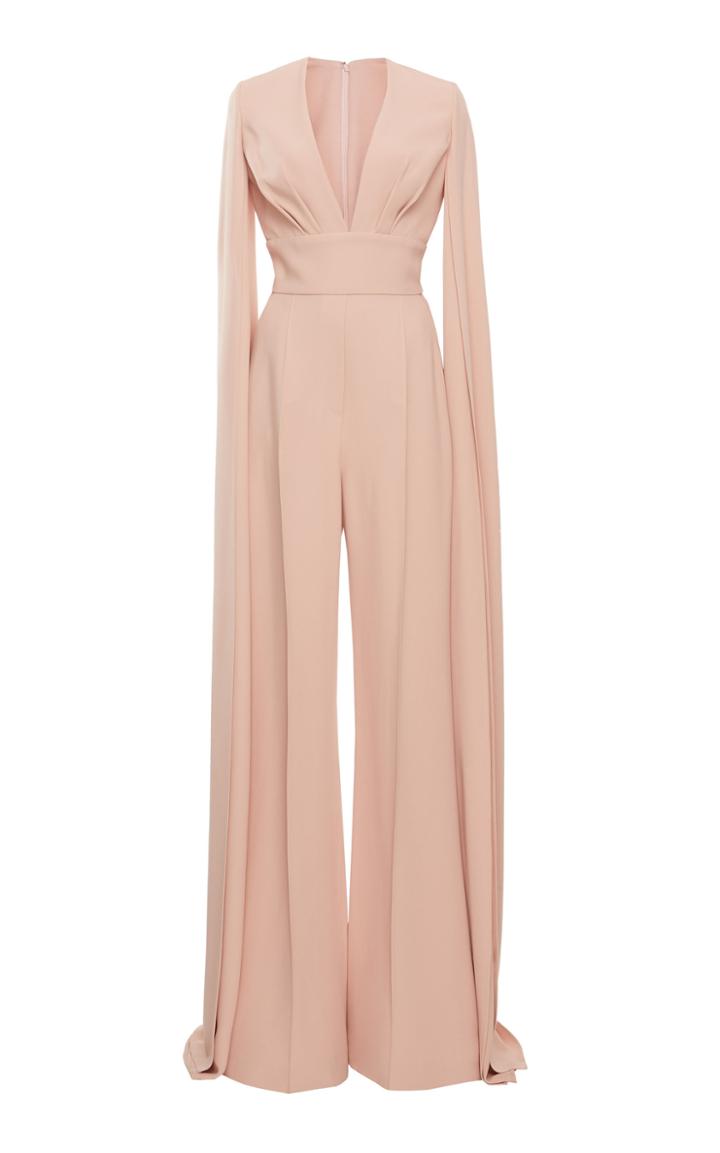 Elie Saab Cape Sleeve V-neck Jumpsuit