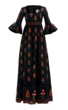 Moda Operandi Agua By Agua Bendita Ambar Dahlia-embroidered Linen Maxi Dress