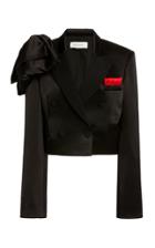 Hellessy Walsh Bow-detailed Satin-crepe Double-breasted Blazer