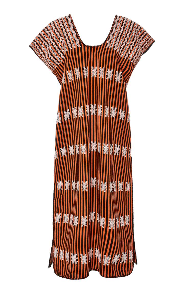 Pippa Holt Orange And White Striped Cotton Midi Caftan