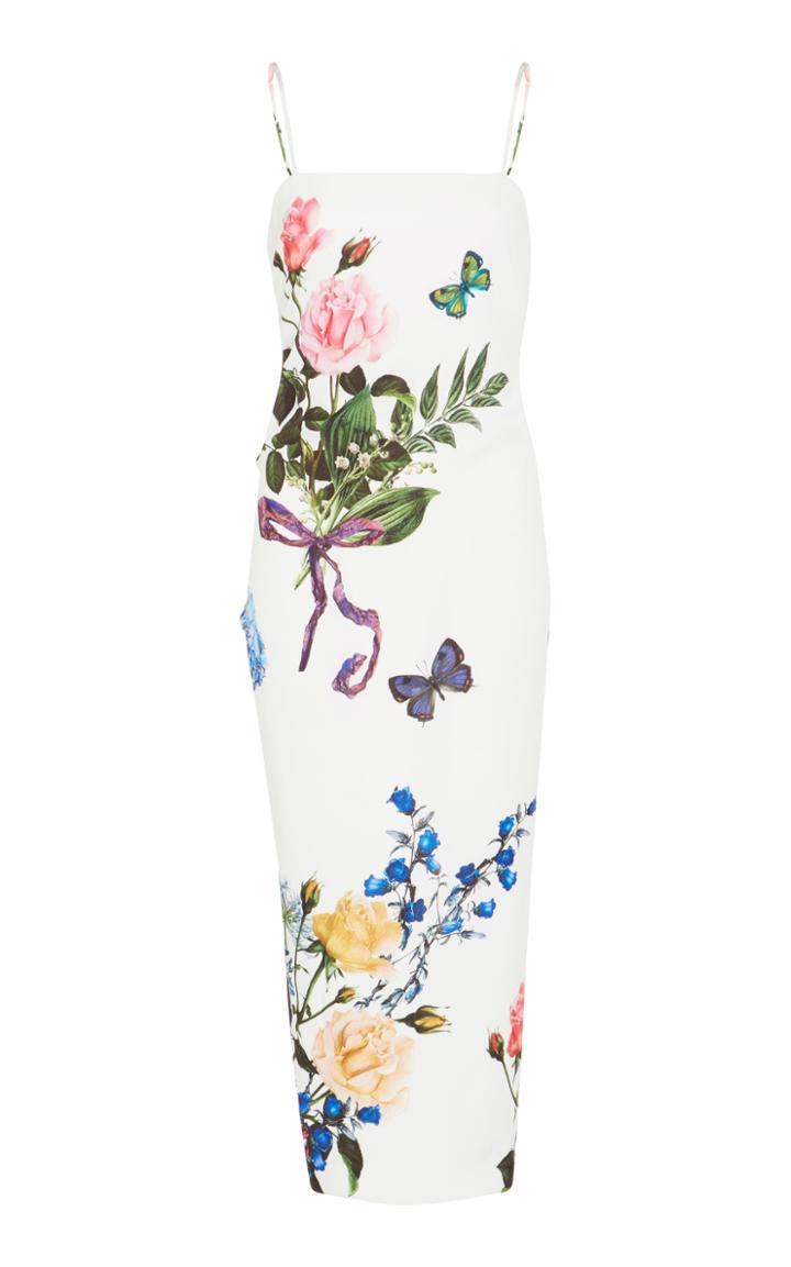Monique Lhuillier Printed Column Midi Dress