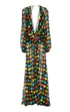 Versace Exaggerated V-neck Silk Maxi Dress
