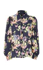 Jill Stuart Isabelli Floral Herringbone Long Sleeve Button Down Shirt
