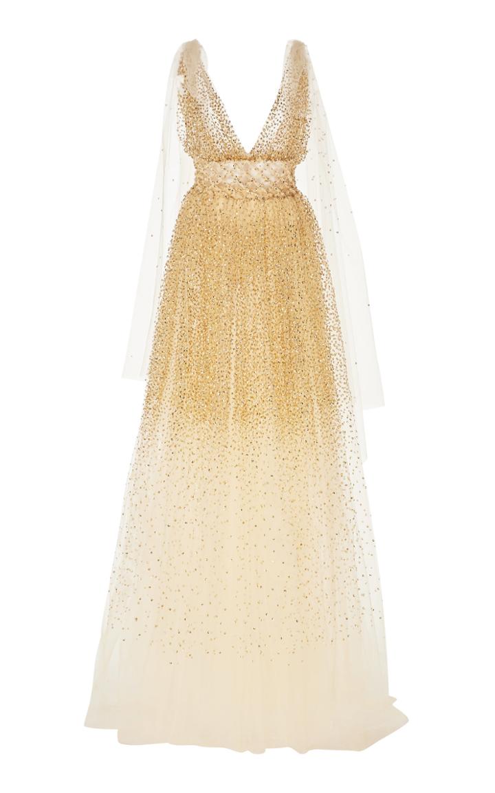 Oscar De La Renta Crystal-embellished Cut-out Tulle Gown