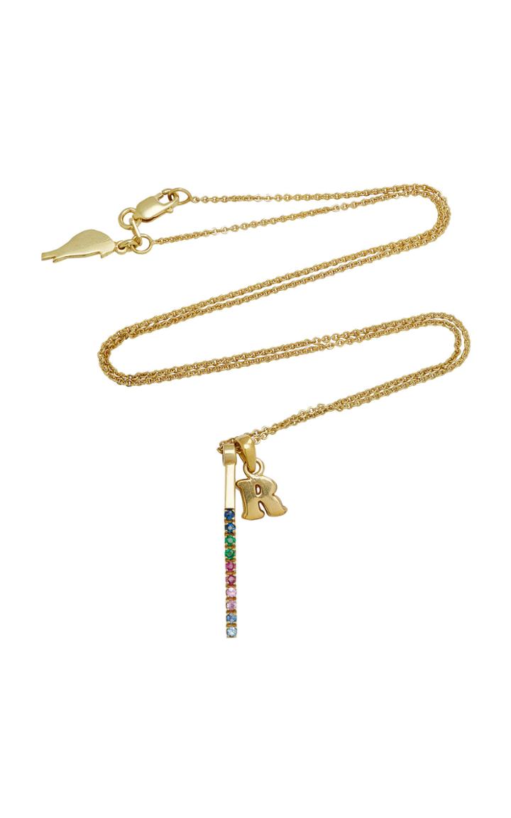 Amandina M'onogram Letter Charm With Rainbow Bar Necklace