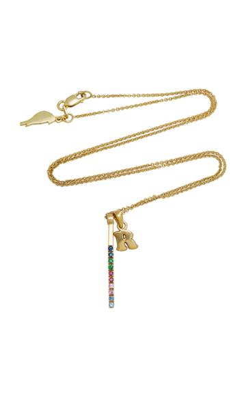 Amandina M'onogram Letter Charm With Rainbow Bar Necklace